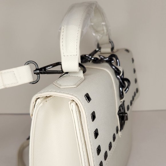 Badgley Mischka Flap Bag Crossbody with Studs/Chain - Off White - NWT - Picture 7 of 11